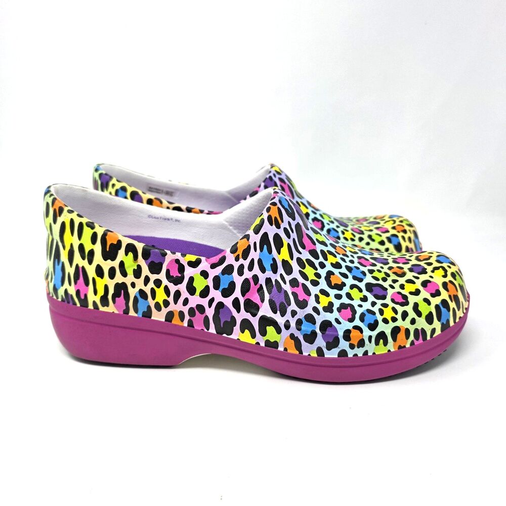Crocs X Lisa Frank Shoes Womens 11 Leopard Print Slip On Nurse Clogs 208933
